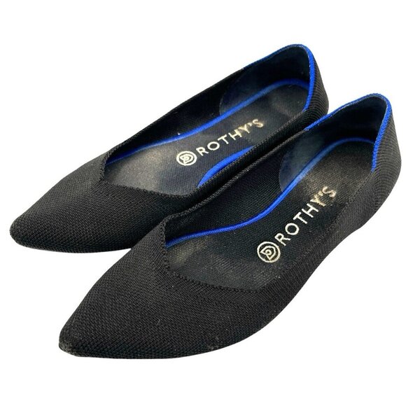 Rothy's Women Point Black Ecru Knit Fabric Size 9 Slip On Ballet Flats Classic - Picture 1 of 12